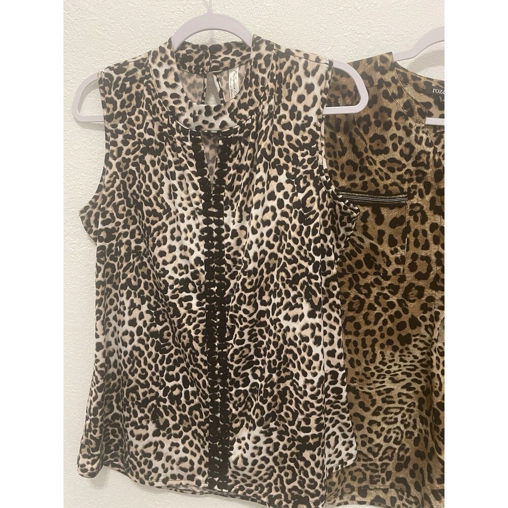 Women's Extra Large XL Top Blouses 2 Pc Lot animal Print tops Size 12 14 Leopard